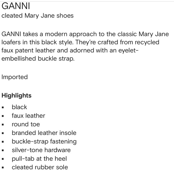 Ganni Black Faux Leather Cleated Mary Jane Shoes - Picture 10 of 10